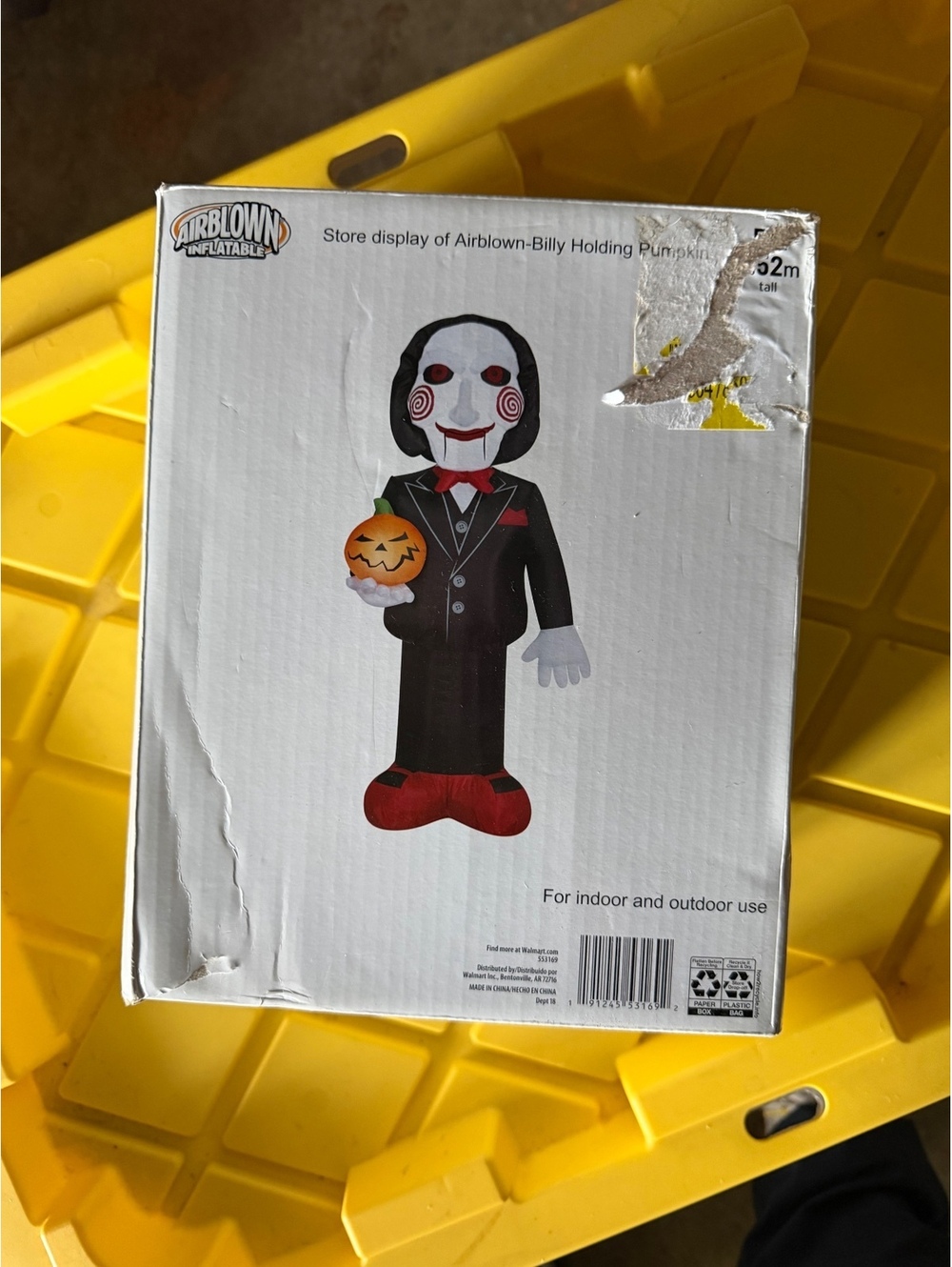 Airblown Billy Holding Pumpkin Inflatable Halloween Decoration 5ft